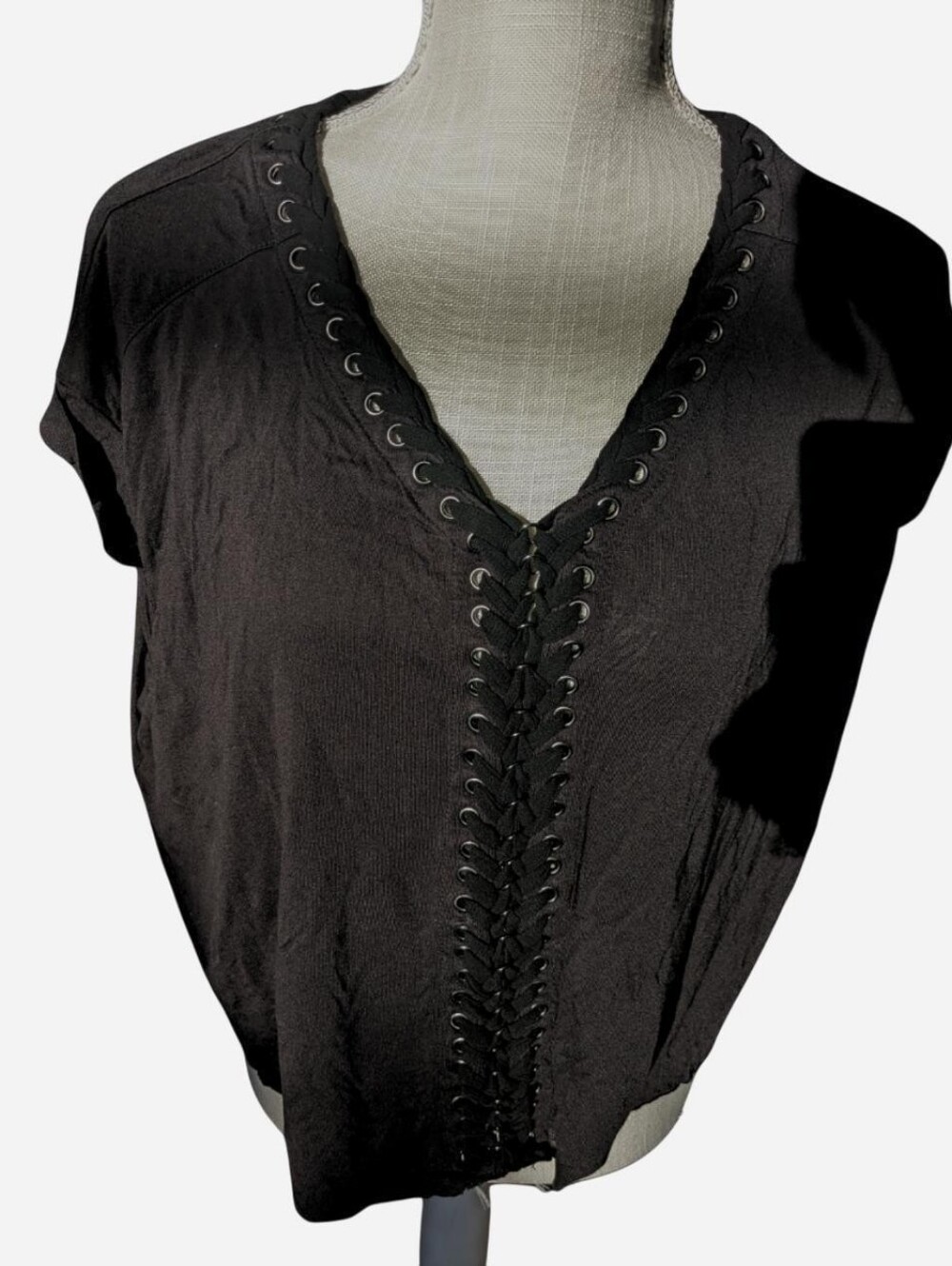 Allsaints black Aria rope crop tee, excellent condition, size medium